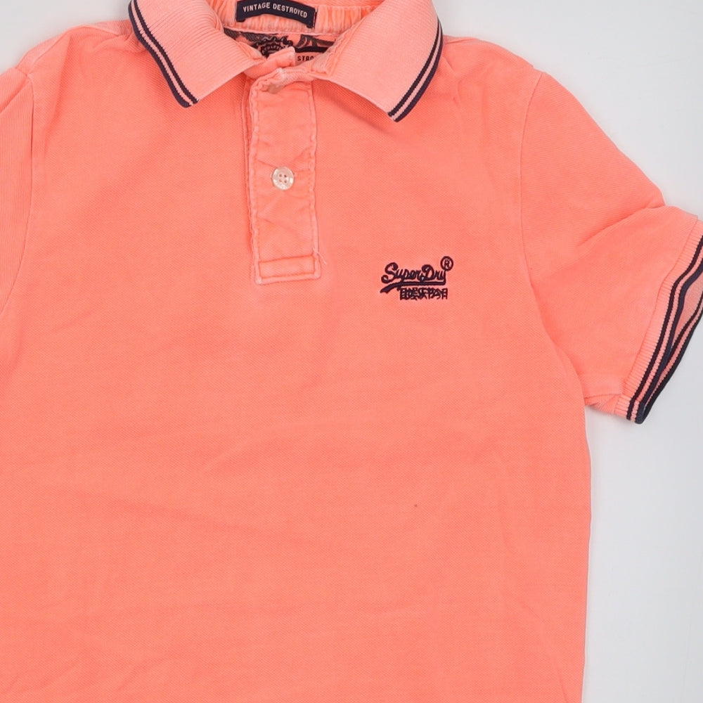 Superdry Mens Pink  Cotton  Polo Size XS Collared Button