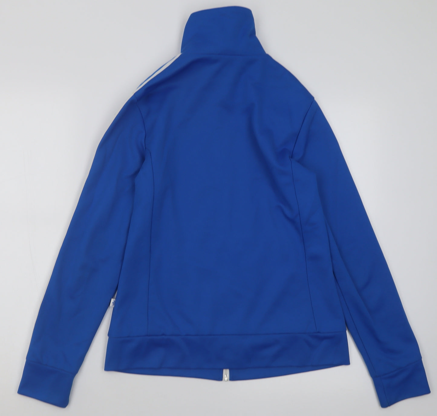 adidas Womens Blue Striped Polyester Full Zip Sweatshirt Size 12  Zip