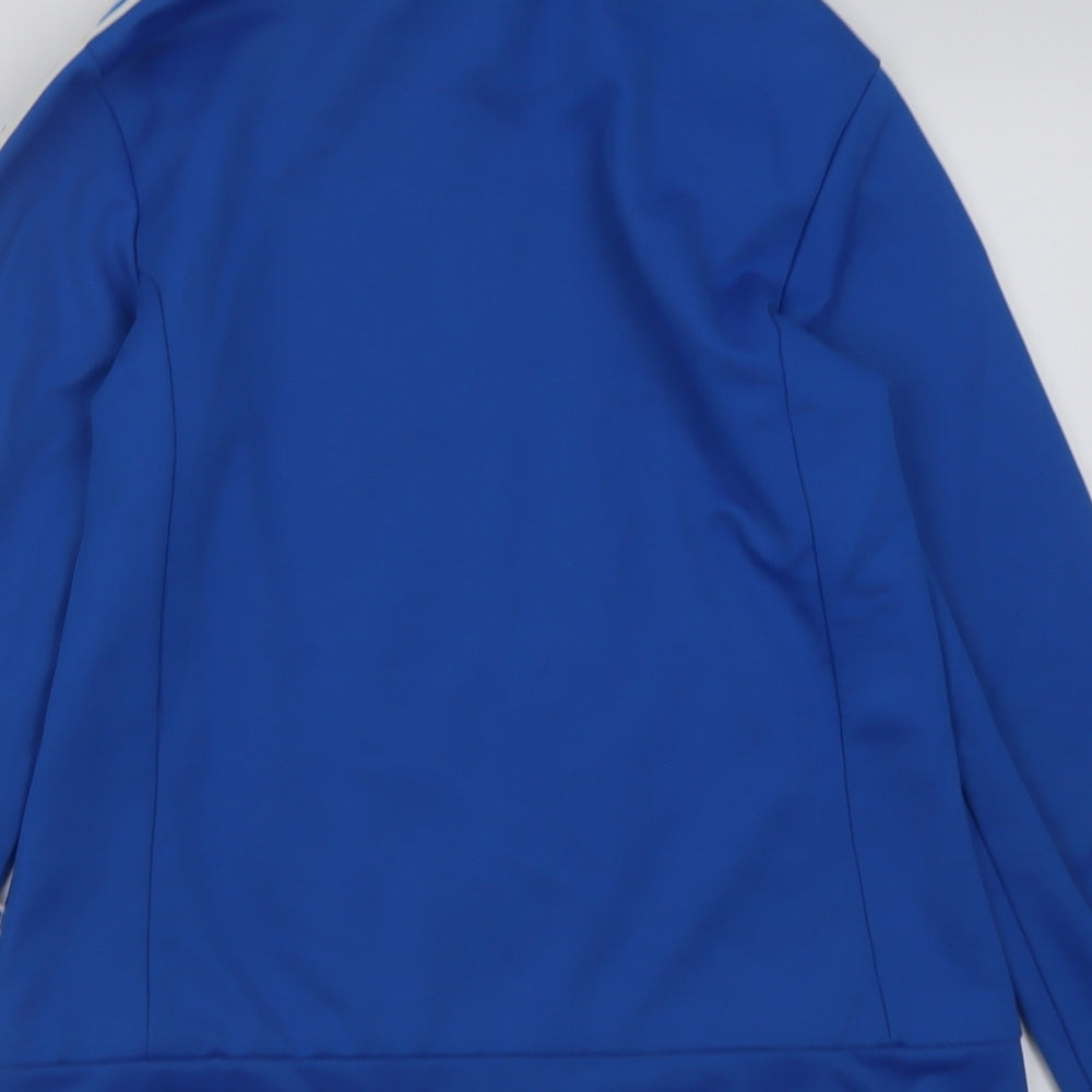 adidas Womens Blue Striped Polyester Full Zip Sweatshirt Size 12  Zip