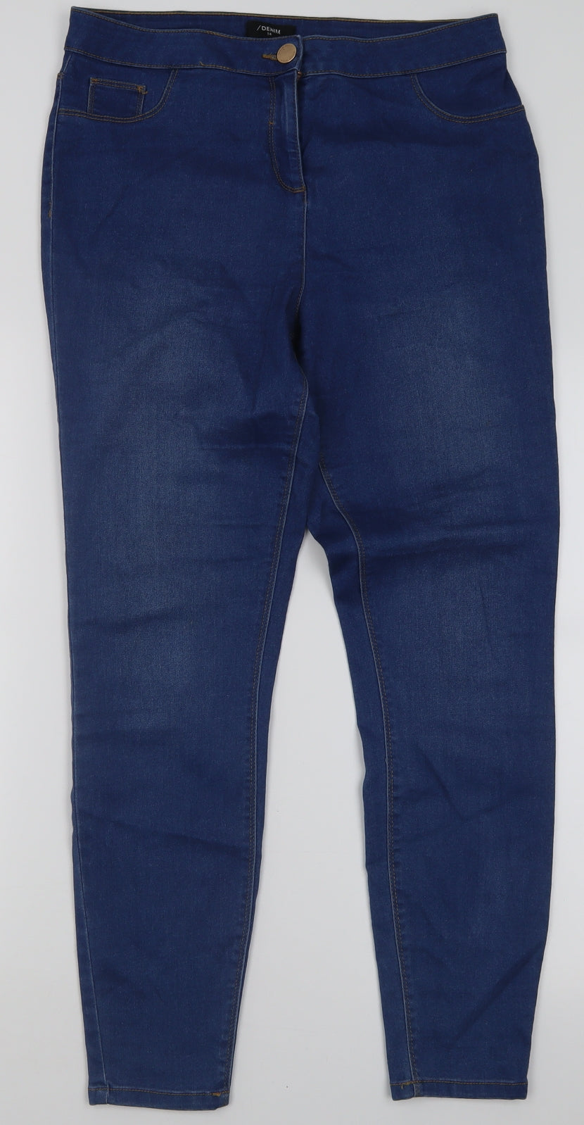 Matalan Womens Black  Cotton Skinny Jeans Size 14 L29 in Regular Button