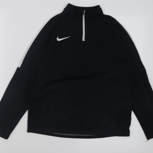 Nike Boys Black  Polyester Pullover Sweatshirt Size 10-11 Years  Zip