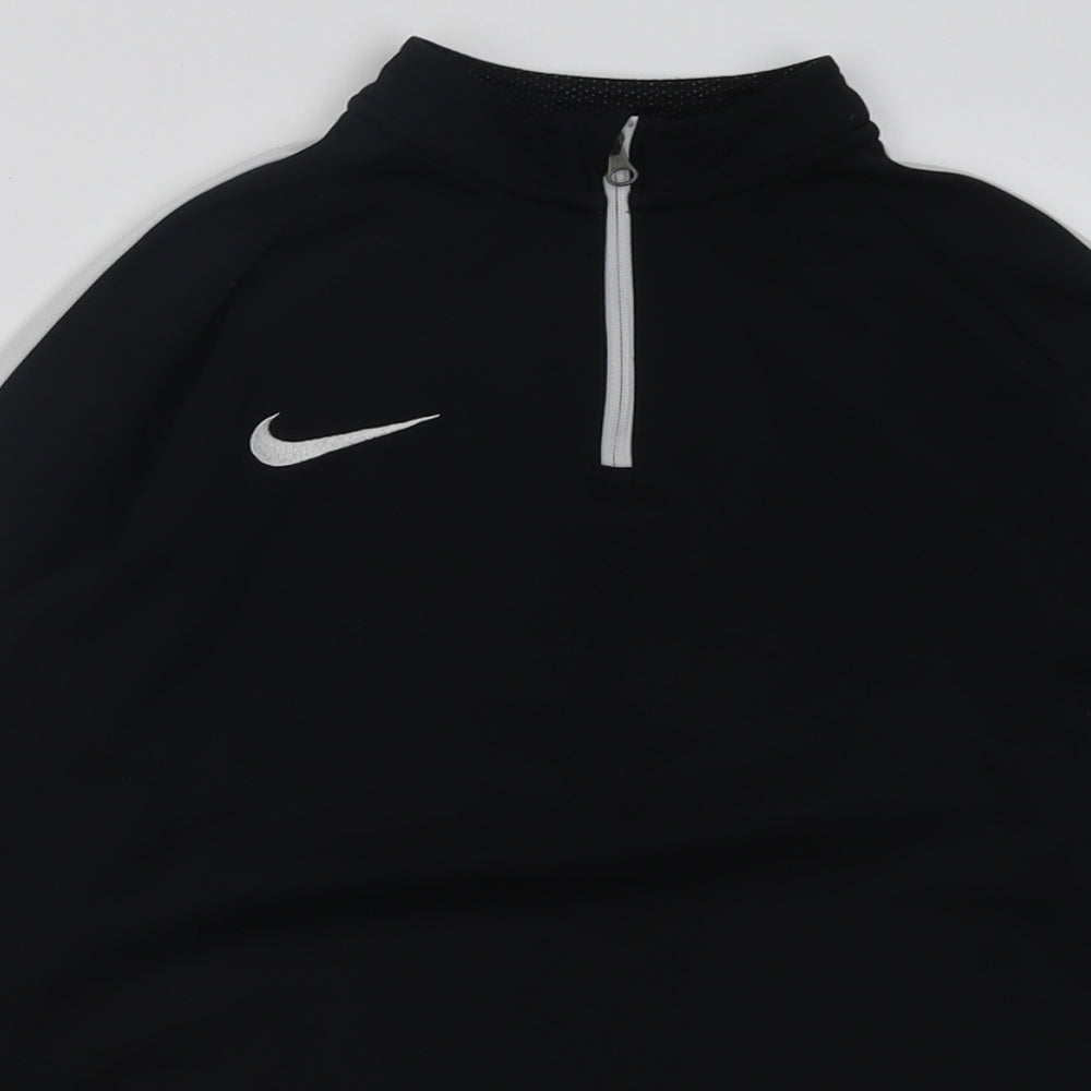 Nike Boys Black  Polyester Pullover Sweatshirt Size 10-11 Years  Zip