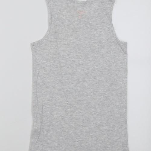 carry kids Boys Grey  Cotton Basic Tank Size 12 Years Scoop Neck Pullover