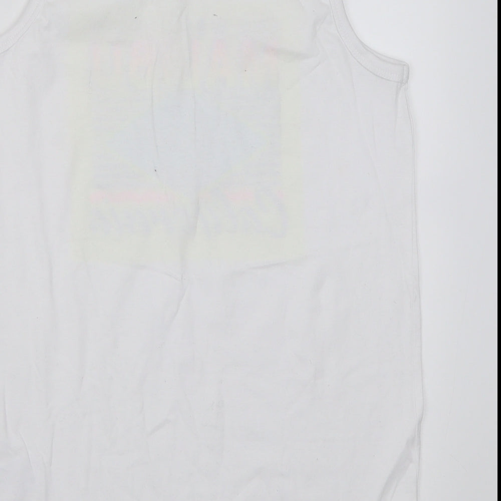 Primark Boys White  Cotton Basic Tank Size 12-13 Years Scoop Neck Pullover
