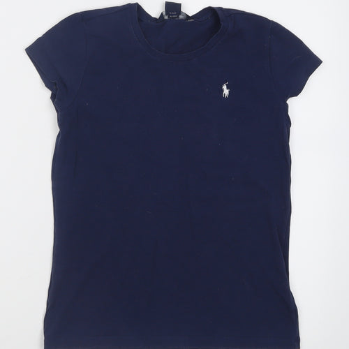 Ralph Lauren Boys Blue  Cotton Basic T-Shirt Size 12-13 Years Crew Neck Pullover