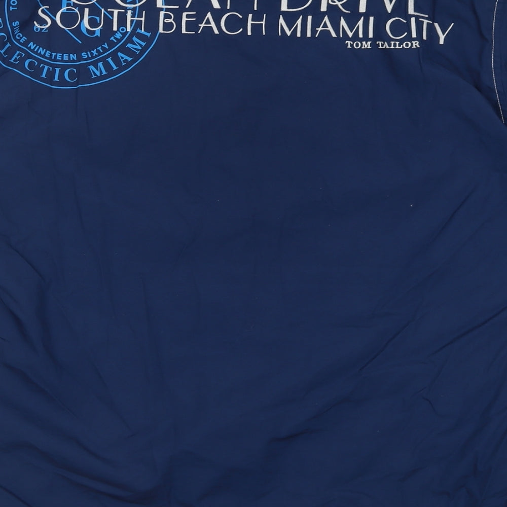 TOM TAILOR Mens Blue  Cotton  Button-Up Size XL Collared Button