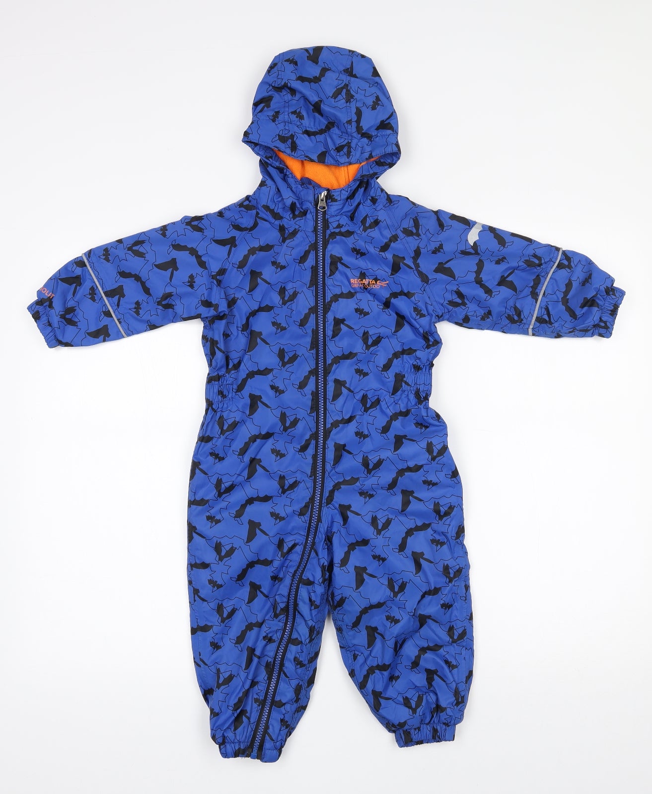 Regatta Boys Blue   Rain Coat Snowsuit Size 12-18 Months   Zip - Bat print