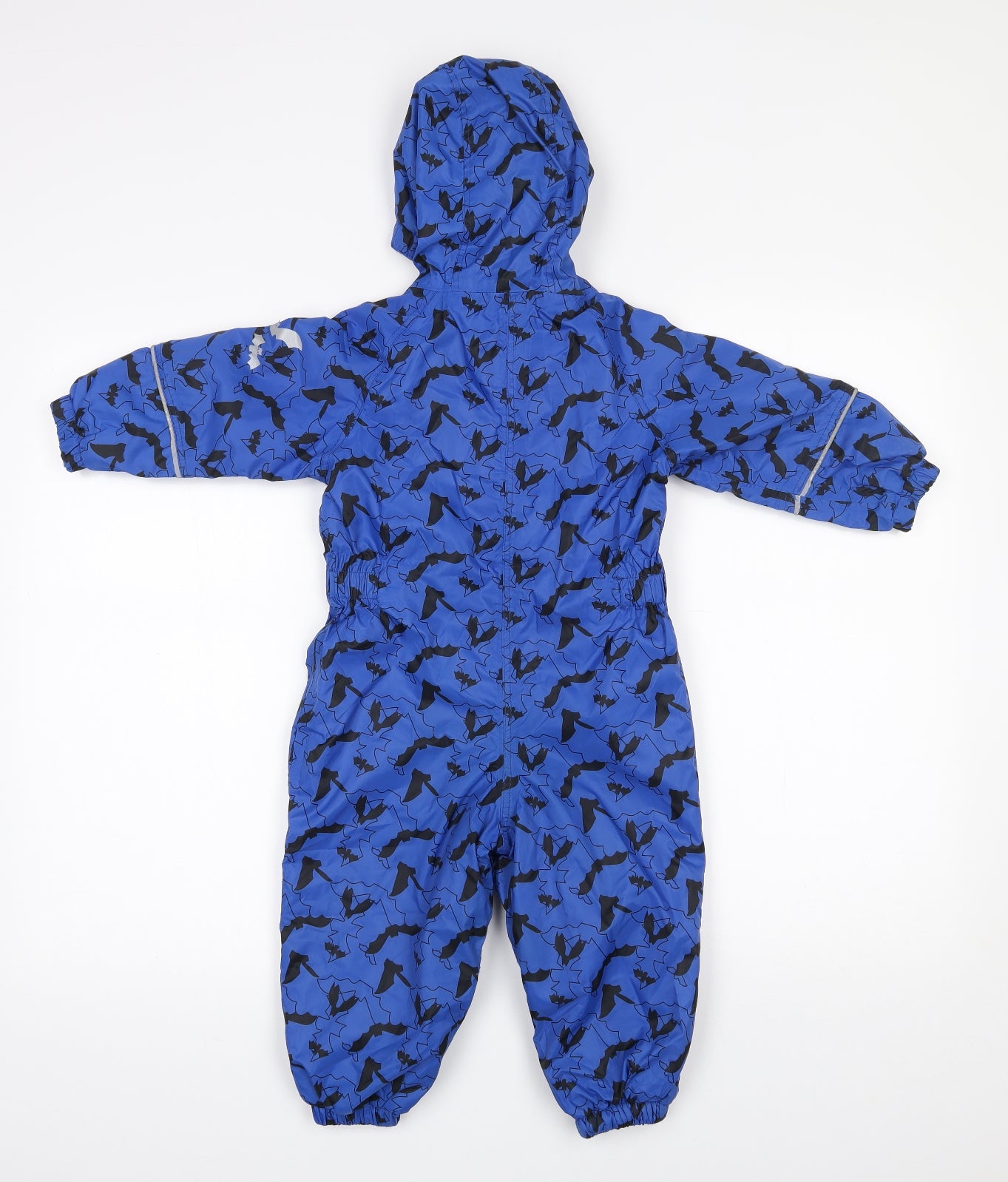 Regatta Boys Blue   Rain Coat Snowsuit Size 12-18 Months   Zip - Bat print
