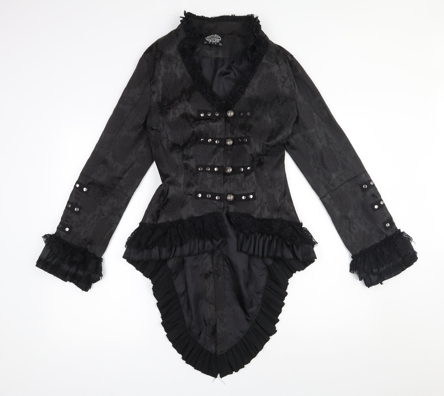 Hearts & Roses Womens Black Floral  Jacket  Size 12  Button - Lace up back