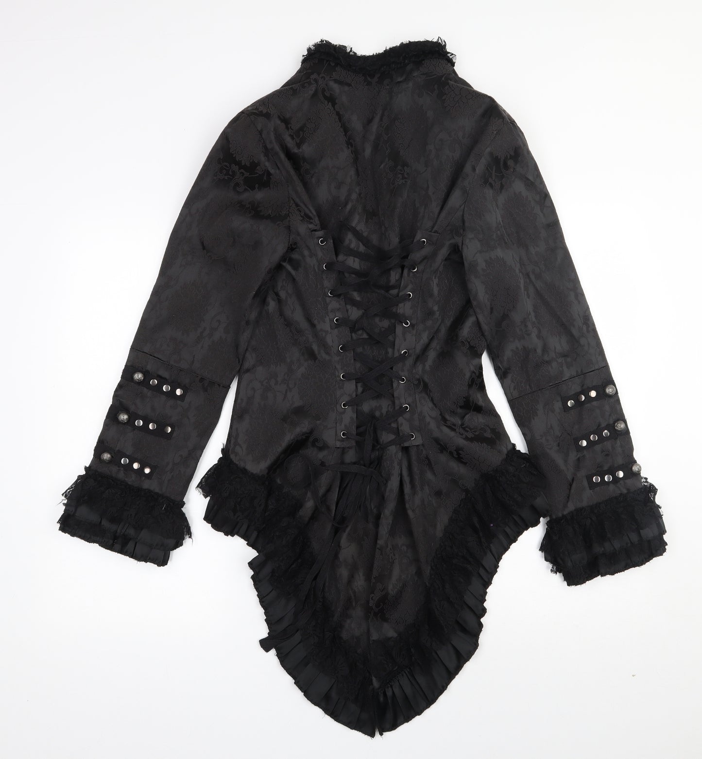 Hearts & Roses Womens Black Floral  Jacket  Size 12  Button - Lace up back