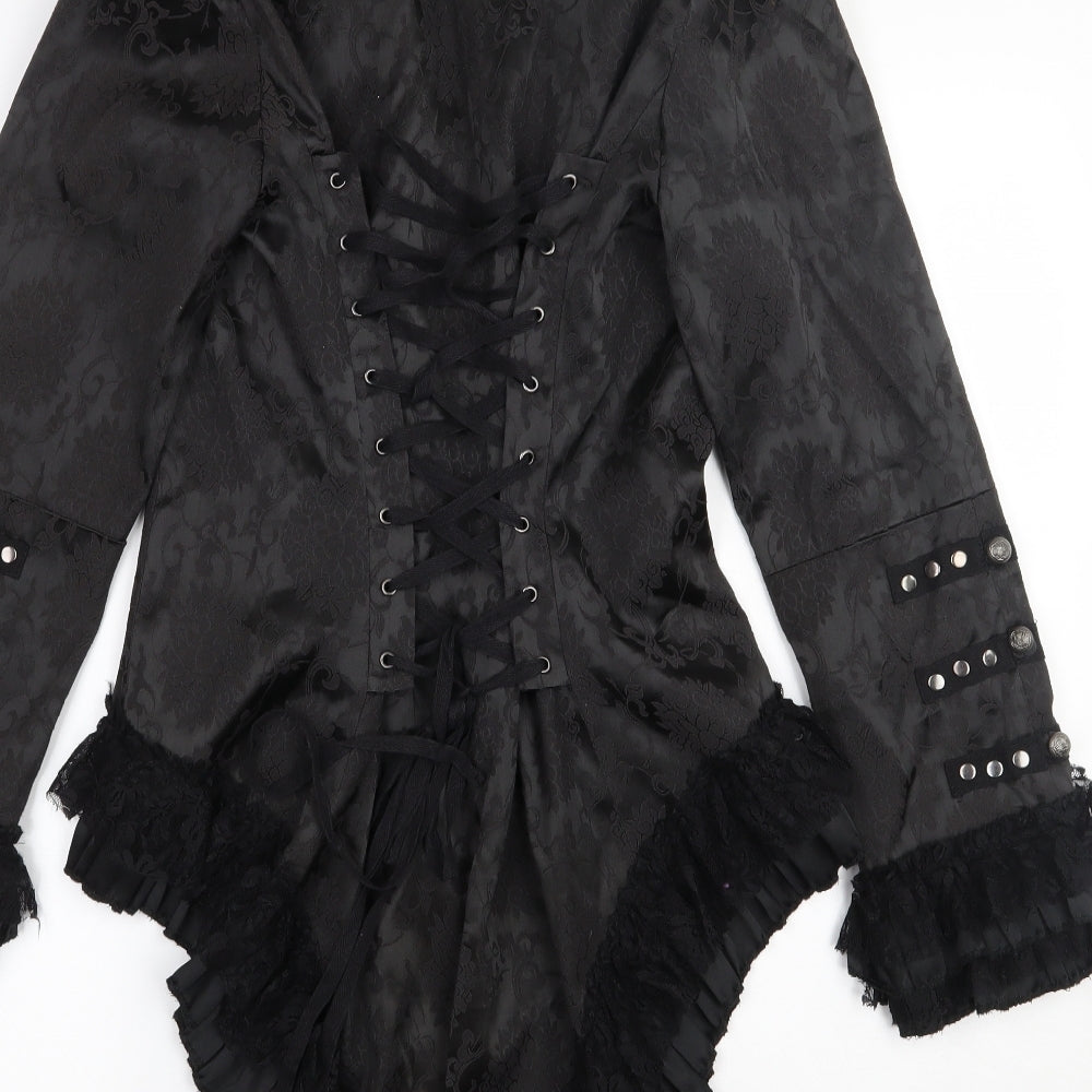 Hearts & Roses Womens Black Floral  Jacket  Size 12  Button - Lace up back