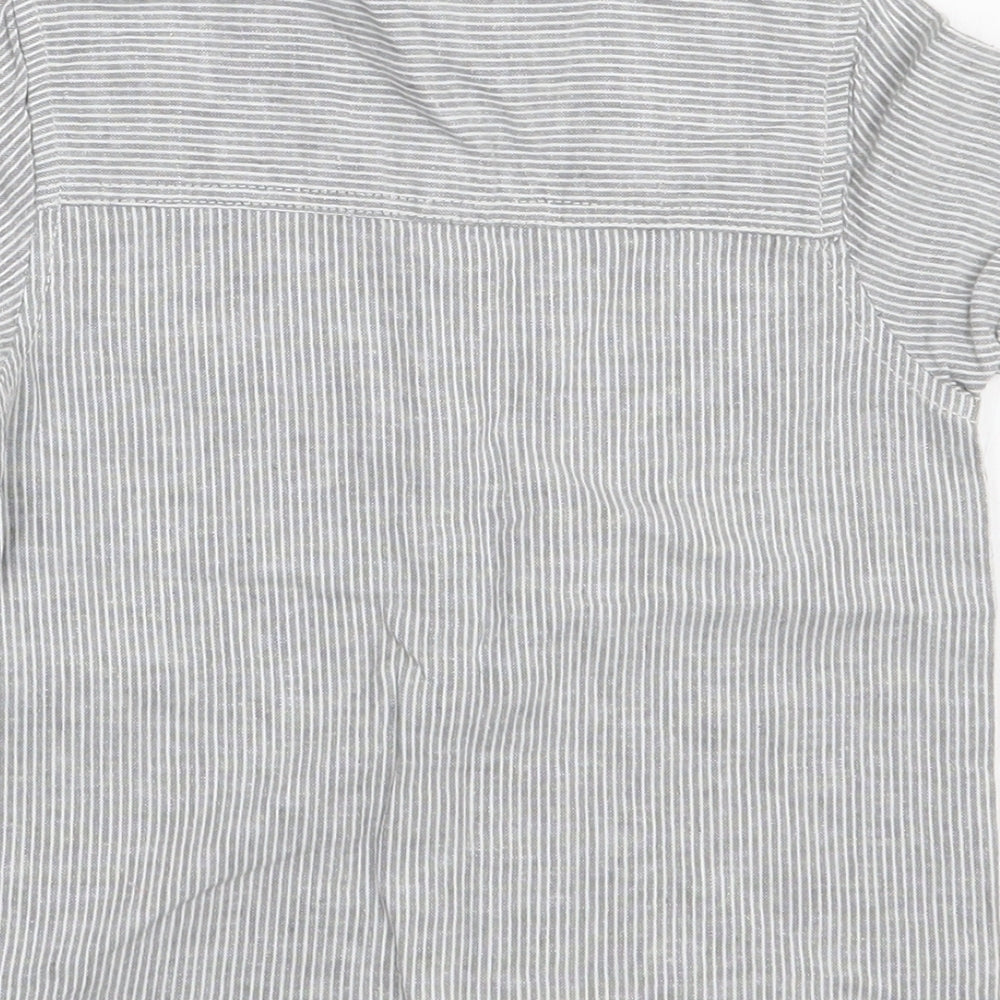 TU Baby Grey Striped Linen Basic Button-Up Size 18-24 Months Henley Button