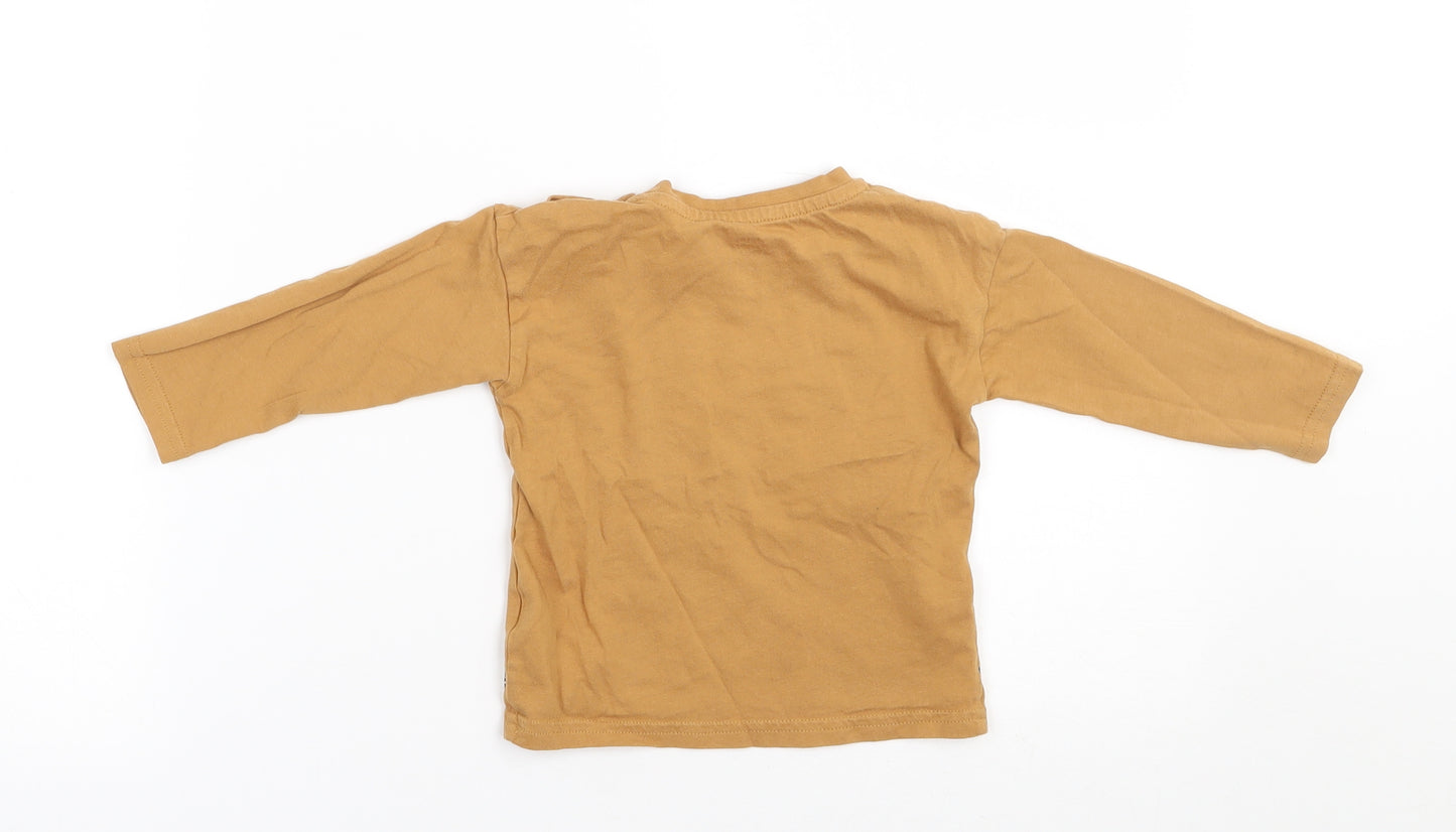 F&F Baby Brown  Cotton Basic Polo Size 12-18 Months Round Neck Snap