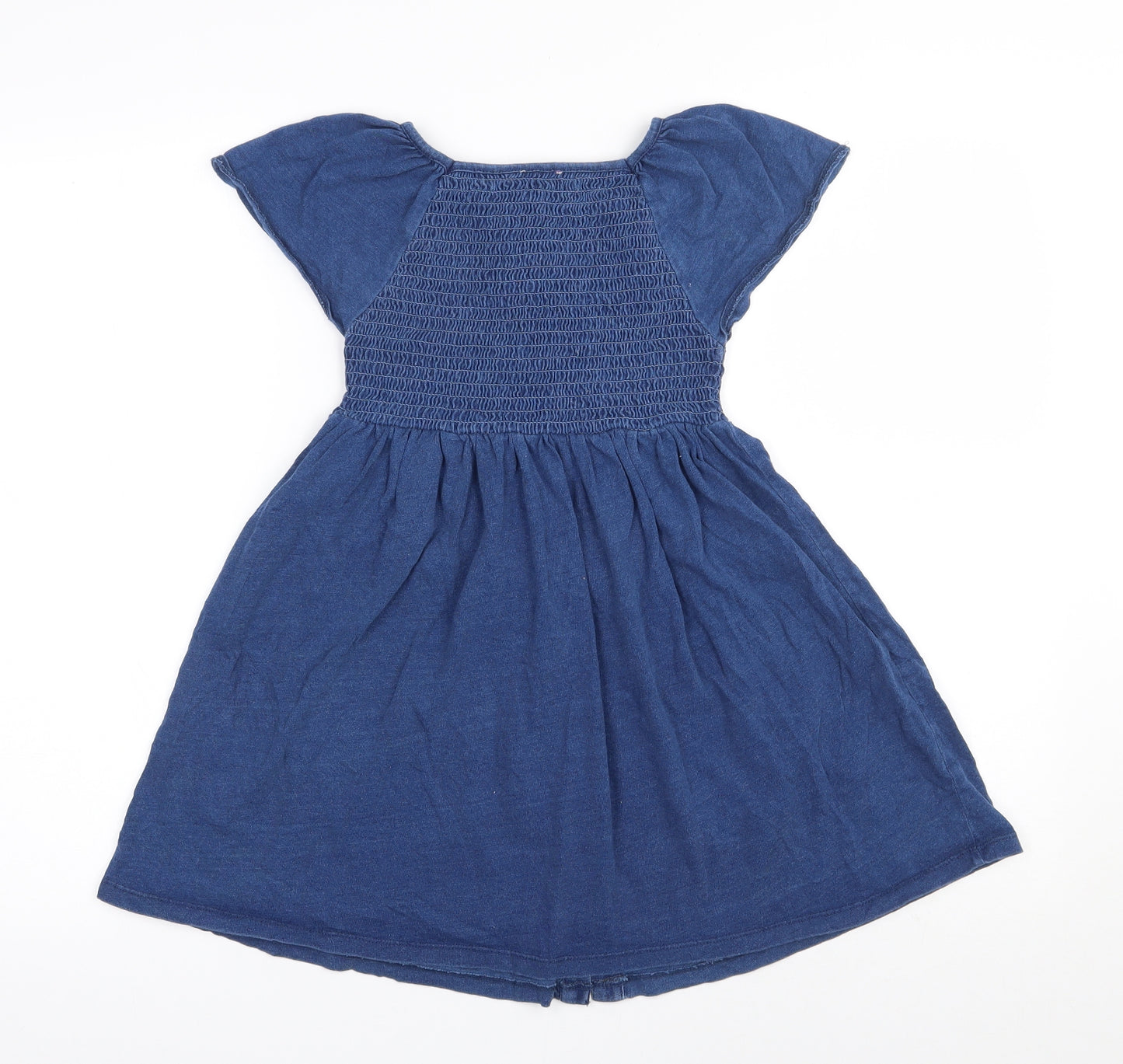 NEXT Girls Blue  100% Cotton   Size 5-6 Years  Square Neck Button