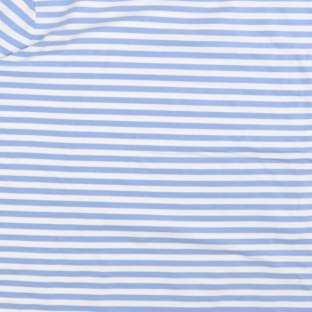 Dunnes Stores Womens Blue Striped Cotton Basic T-Shirt Size XL Round Neck