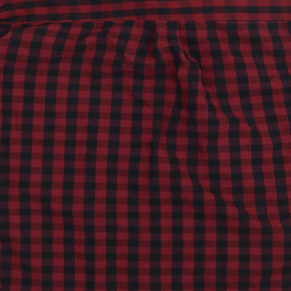 Springfield Mens Red Check Cotton  Button-Up Size XL Collared Button