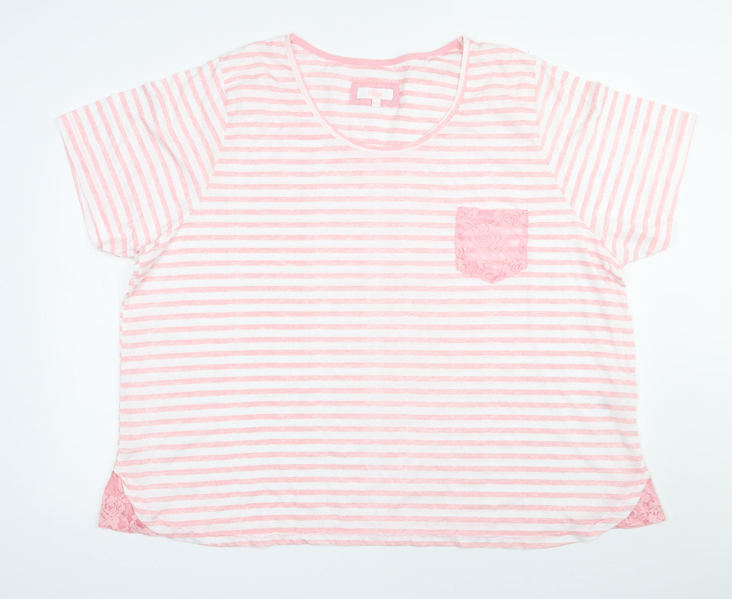 Arcadia Womens Pink Striped Polyester Top Pyjama Top Size 26