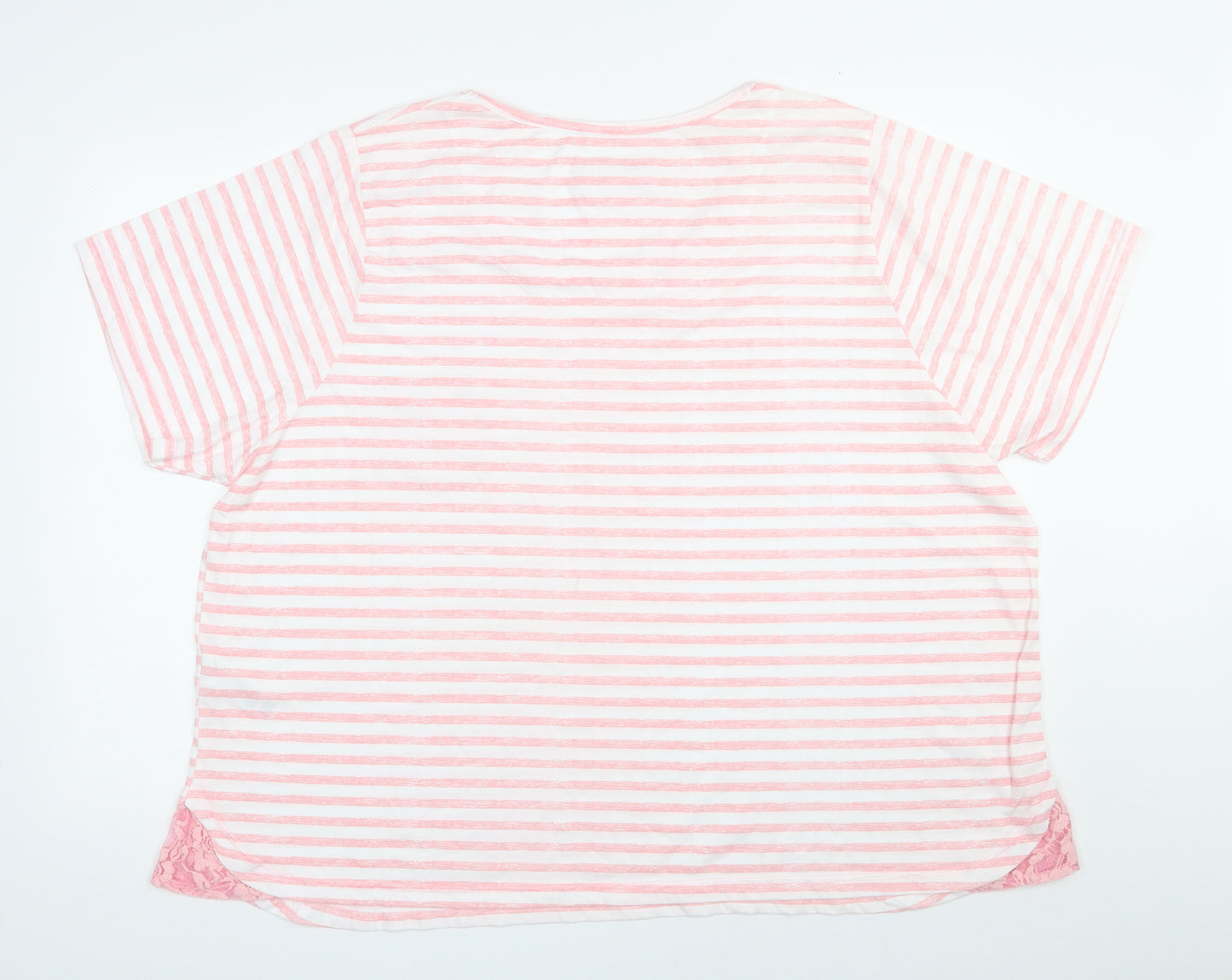 Arcadia Womens Pink Striped Polyester Top Pyjama Top Size 26
