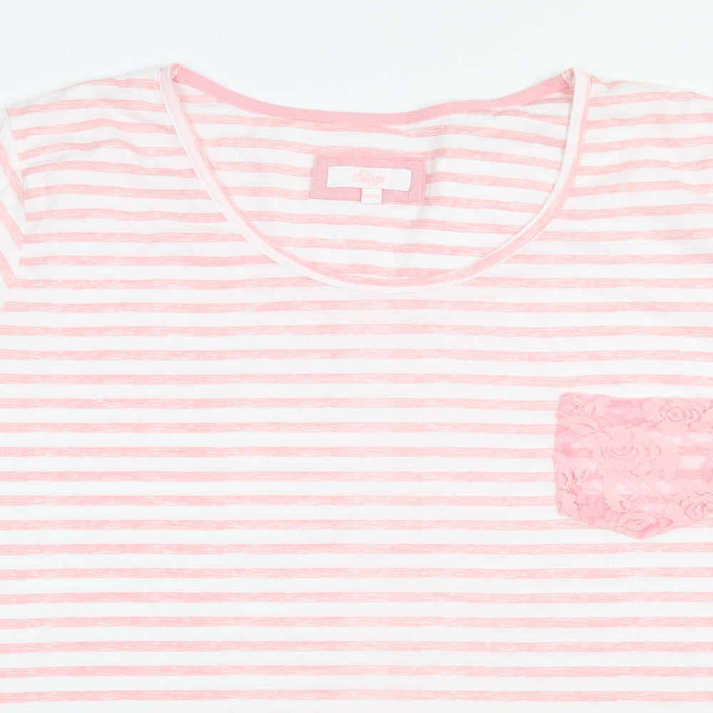 Arcadia Womens Pink Striped Polyester Top Pyjama Top Size 26