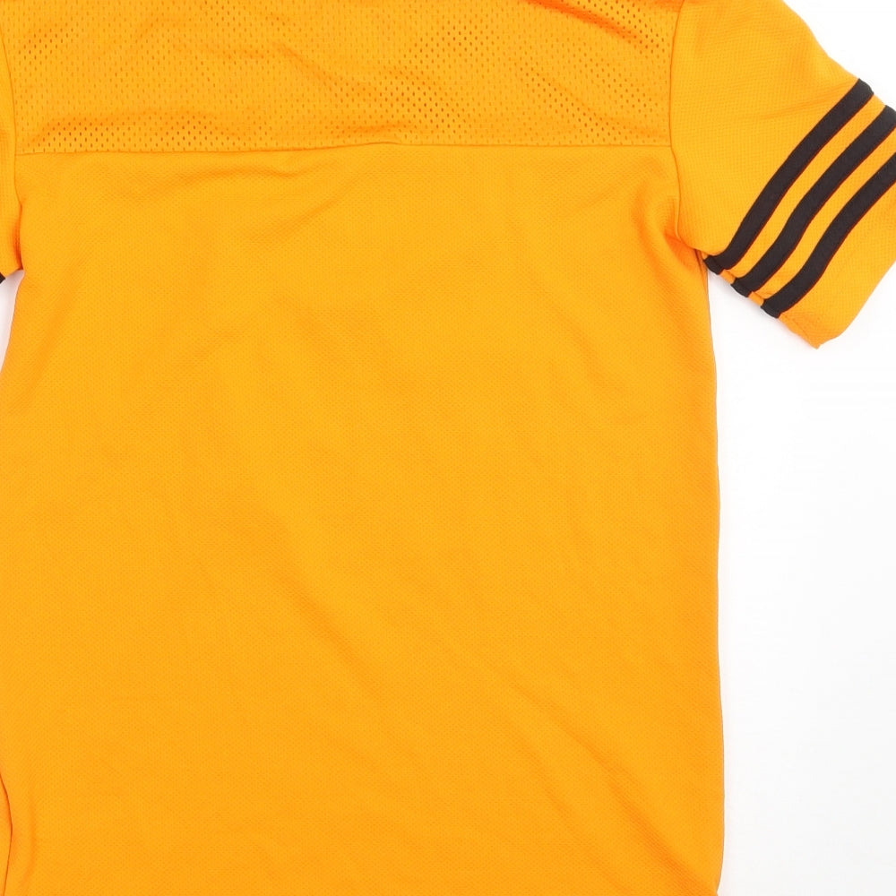 adidas Boys Orange  Polyester Basic T-Shirt Size 6-7 Years V-Neck Pullover - Disney