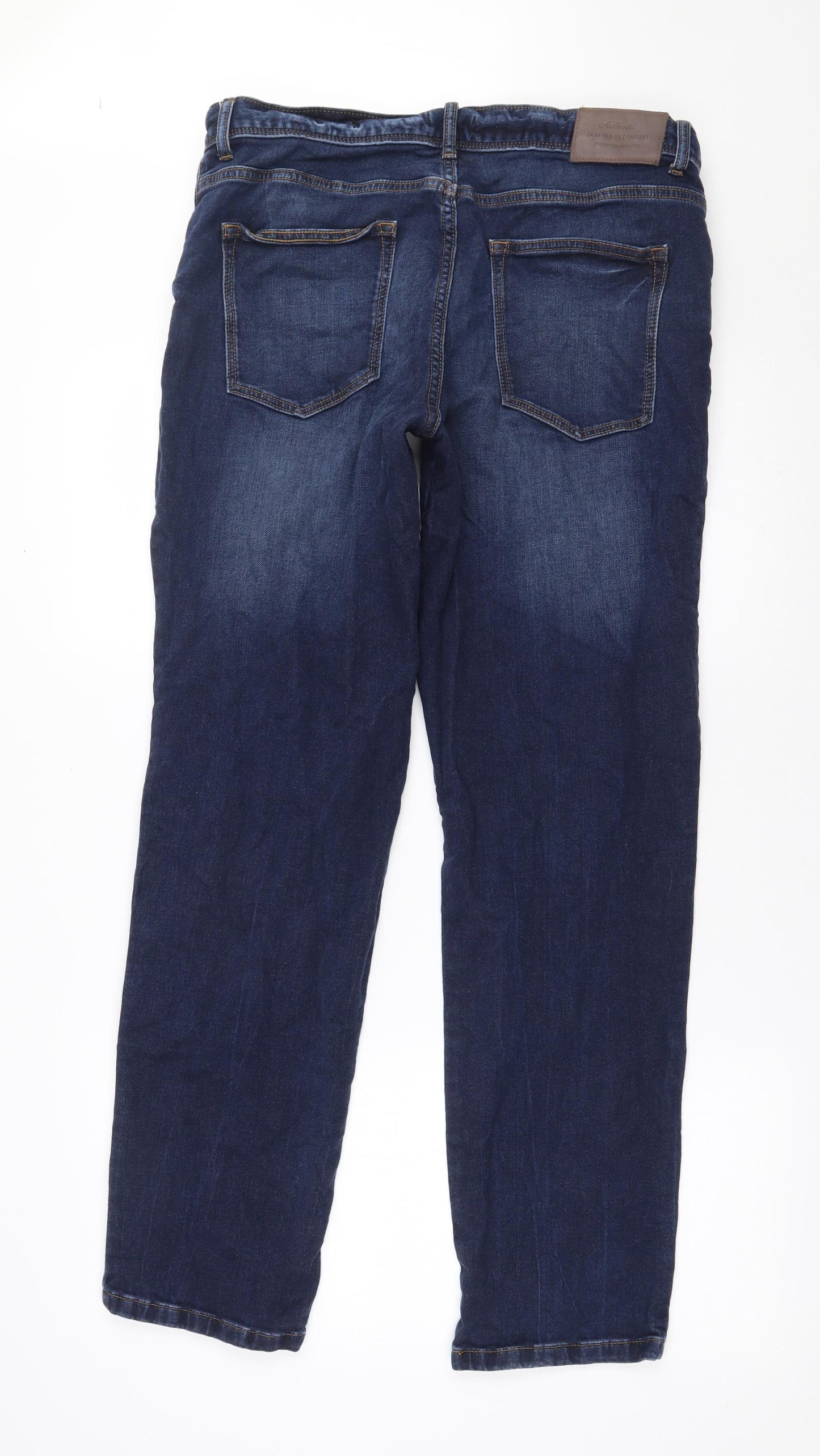 TU Mens Blue  Cotton Straight Jeans Size 34 in L32 in Regular Zip