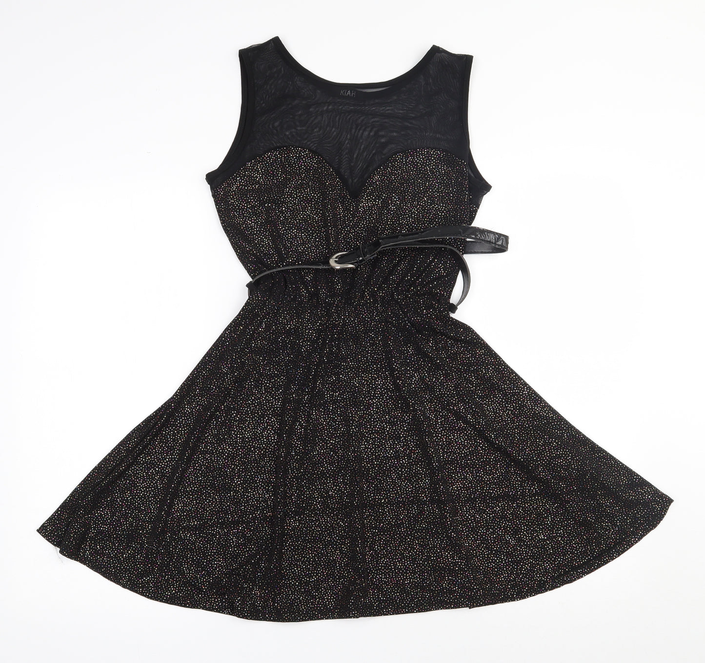 Kiah Womens Black  Polyester Skater Dress  Size 10  Boat Neck Pullover