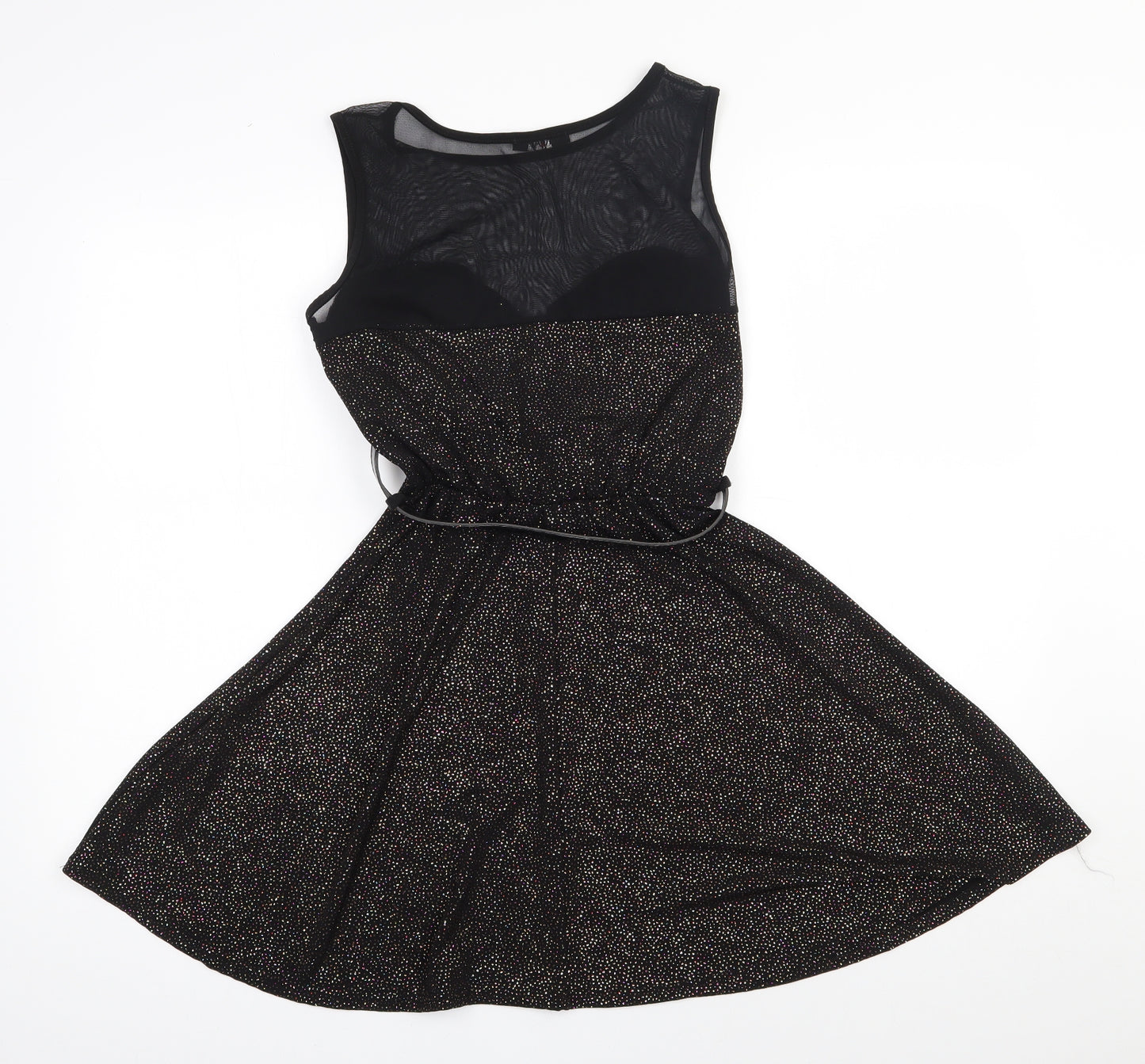 Kiah Womens Black  Polyester Skater Dress  Size 10  Boat Neck Pullover
