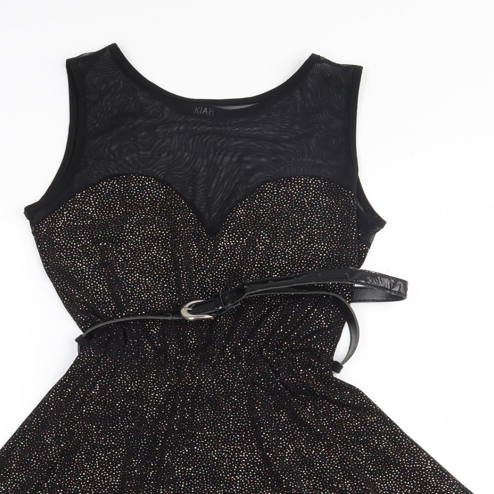 Kiah Womens Black  Polyester Skater Dress  Size 10  Boat Neck Pullover
