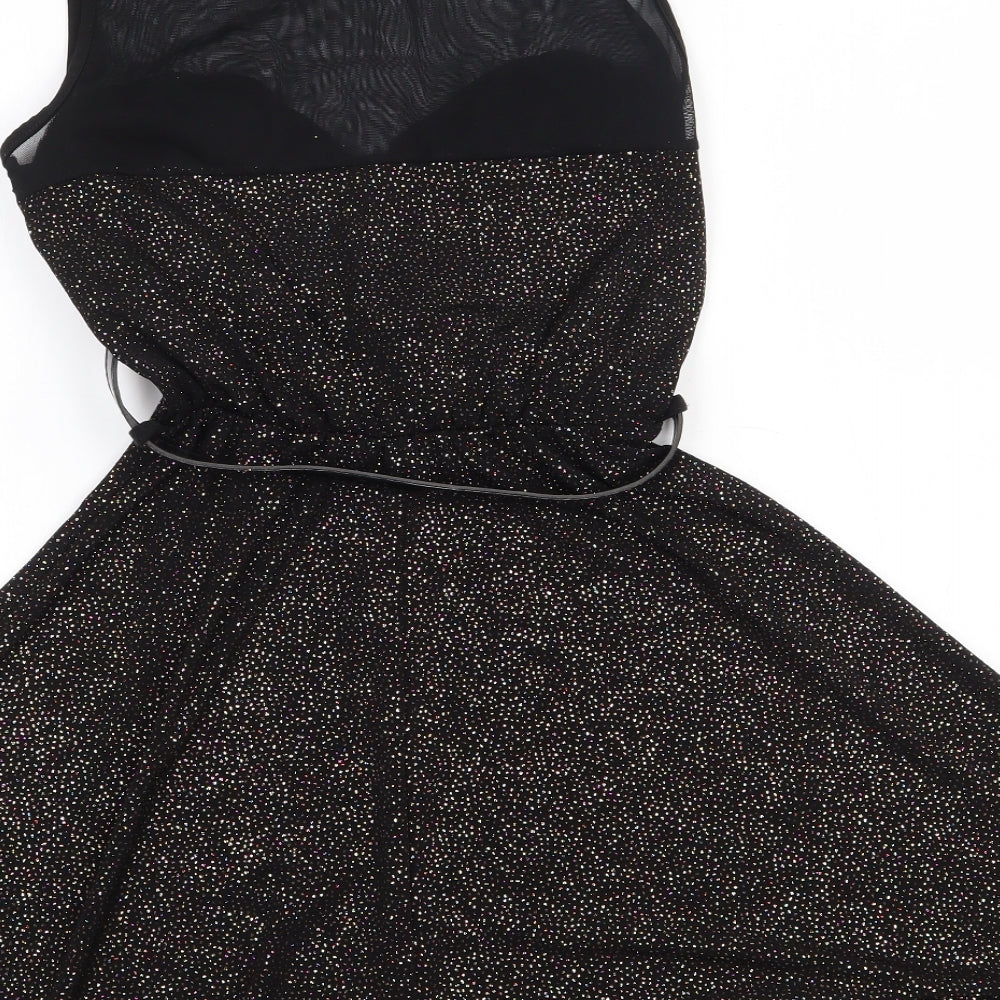 Kiah Womens Black  Polyester Skater Dress  Size 10  Boat Neck Pullover