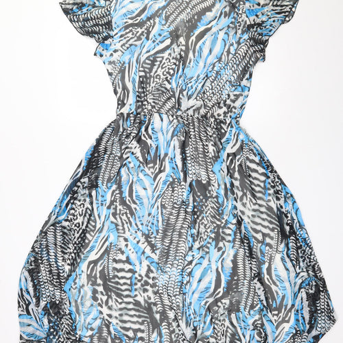 Fosby Design Womens Multicoloured Animal Print Polyester Fit & Flare  Size 10  Scoop Neck Pullover