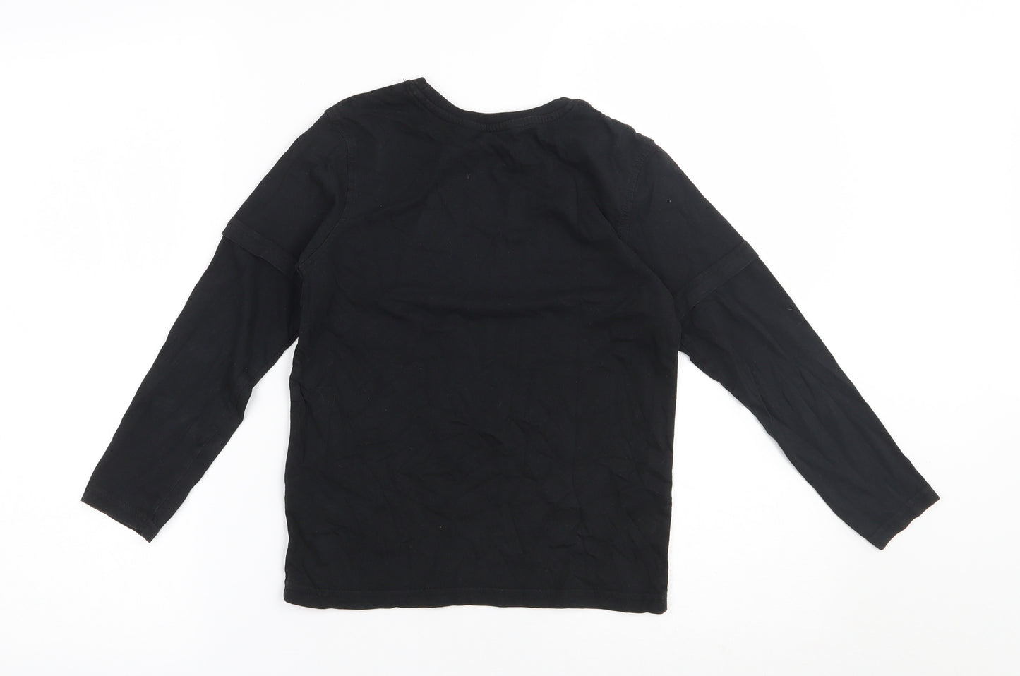 George Boys Black  100% Cotton Basic T-Shirt Size 7-8 Years Round Neck Pullover