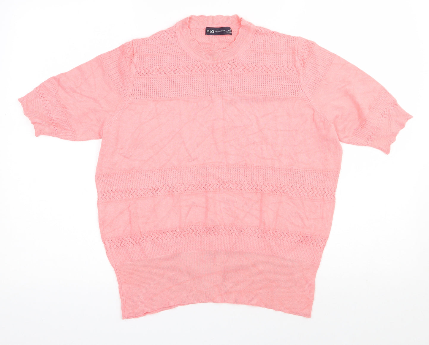 Marks and Spencer Womens Pink Round Neck  Viscose Pullover Jumper Size 14