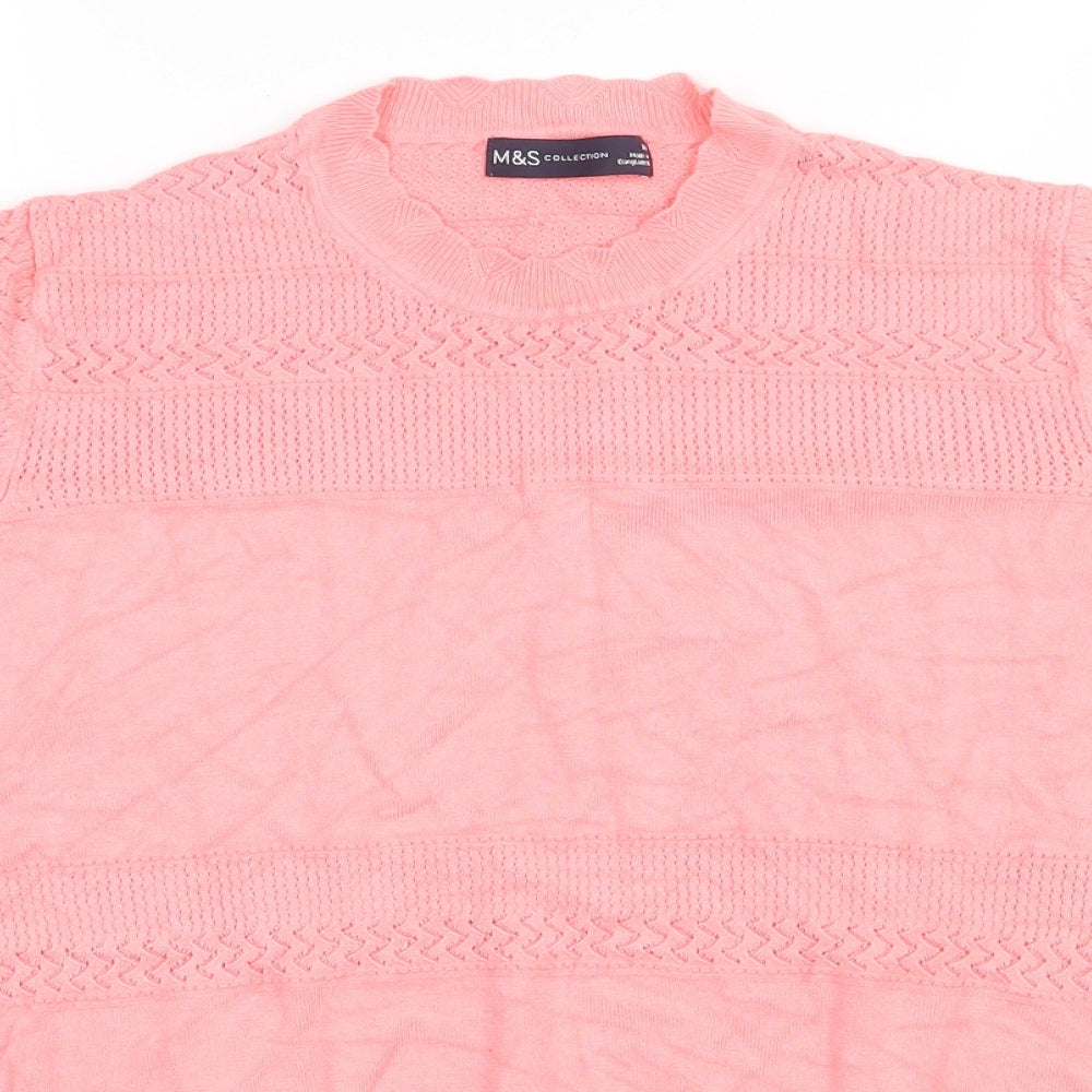 Marks and Spencer Womens Pink Round Neck  Viscose Pullover Jumper Size 14