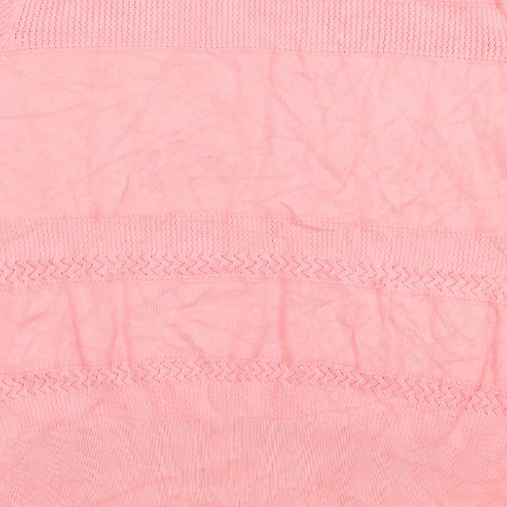 Marks and Spencer Womens Pink Round Neck  Viscose Pullover Jumper Size 14