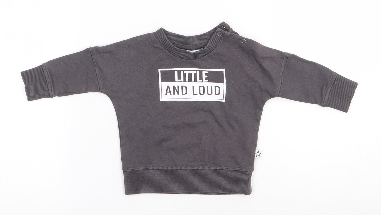 NEXT Boys Grey  100% Cotton Jersey Casual Size 0-3 Months Round Neck Snap