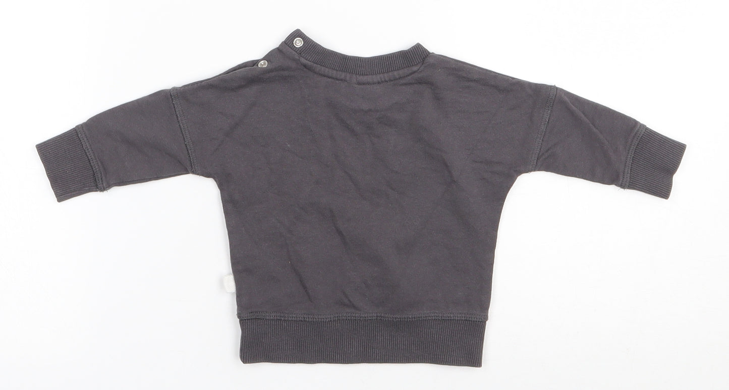 NEXT Boys Grey  100% Cotton Jersey Casual Size 0-3 Months Round Neck Snap