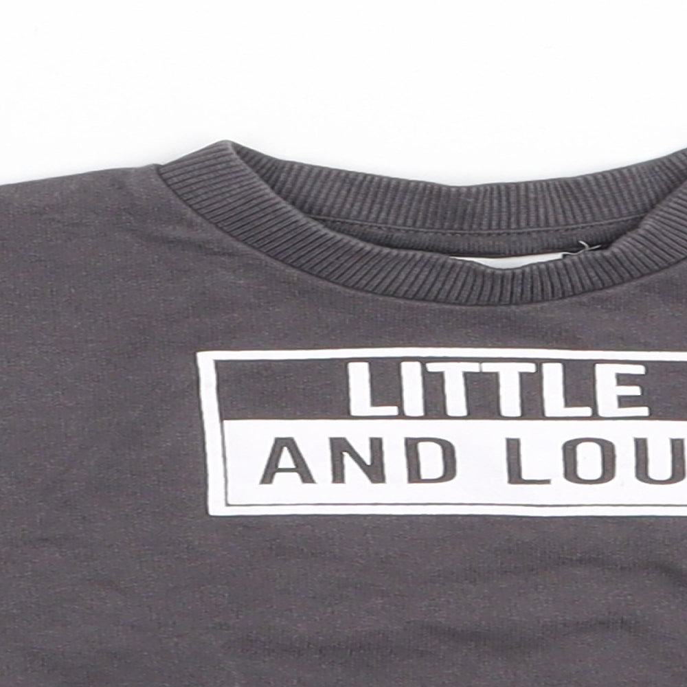NEXT Boys Grey  100% Cotton Jersey Casual Size 0-3 Months Round Neck Snap