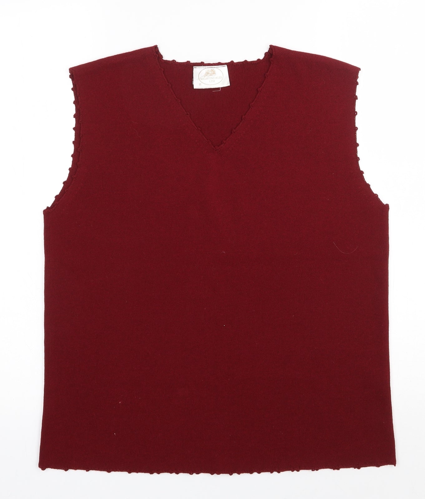 Nightingales Womens Red V-Neck  Acrylic Vest Jumper Size M