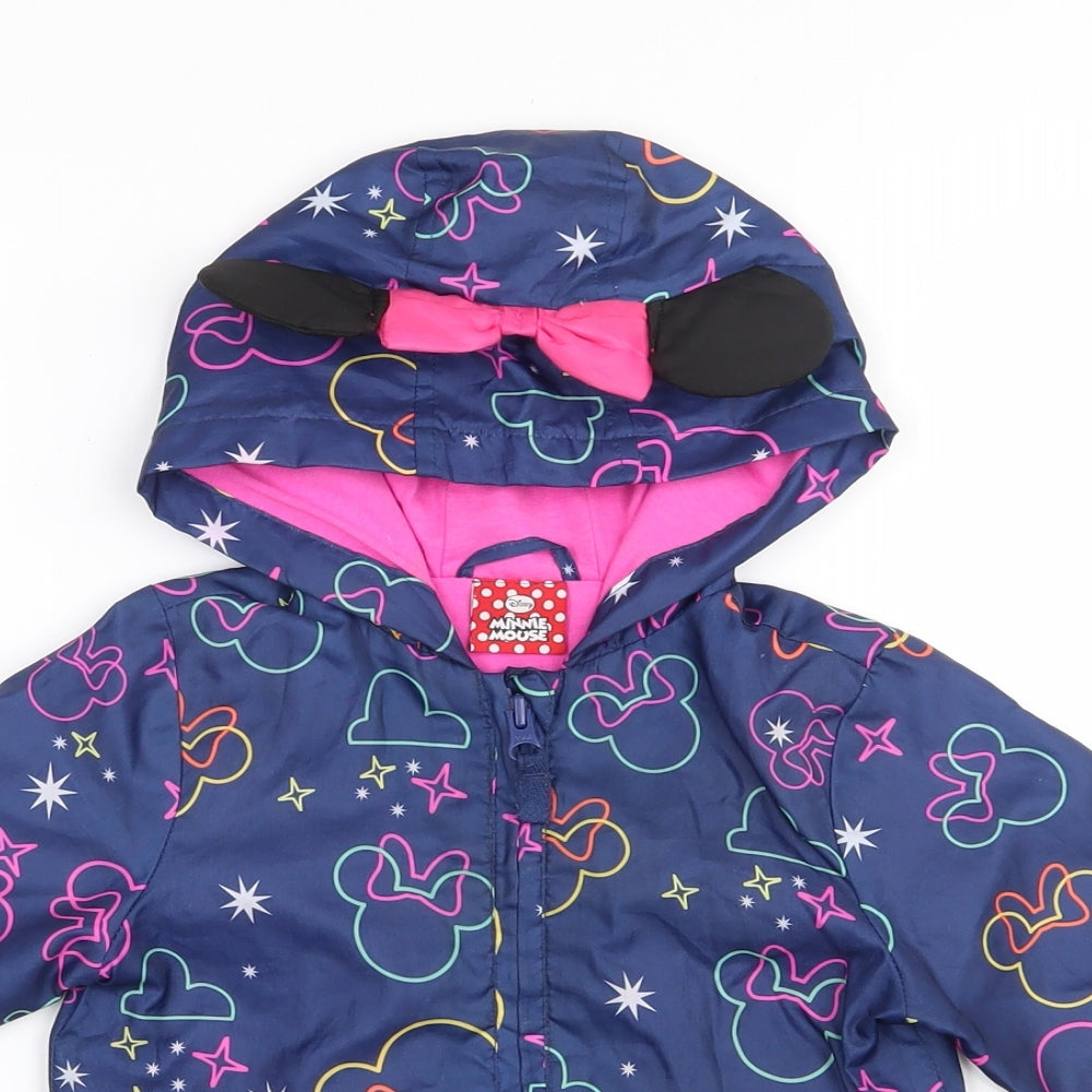 TU Girls Blue   Rain Coat Coat Size 9-12 Months   Zip - Minnie Mouse, Disney