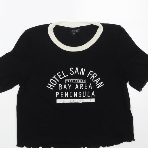 Topshop Womens Black  Polyester Pullover Sweatshirt Size 12
