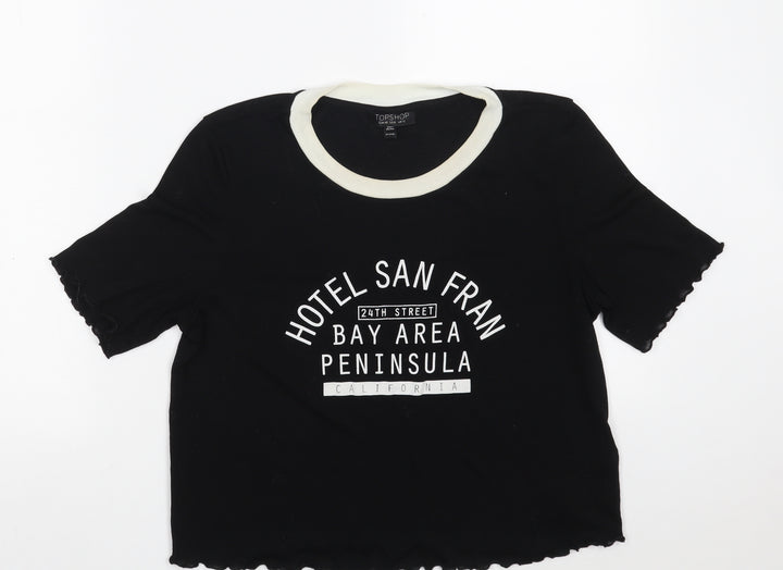 Topshop Womens Black  Polyester Pullover Sweatshirt Size 12