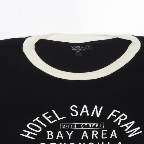 Topshop Womens Black  Polyester Pullover Sweatshirt Size 12