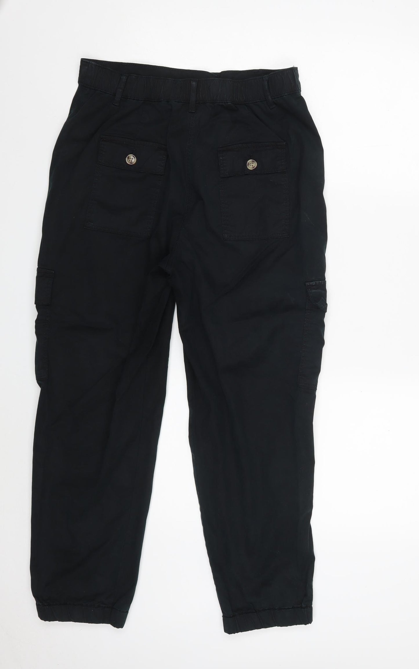 Marks and Spencer Womens Black  Lyocell Cargo Trousers Size 10 L26 in Regular Zip