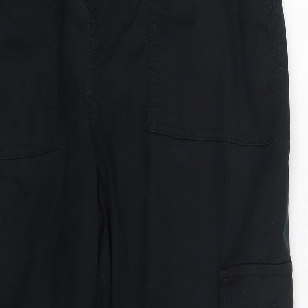 Marks and Spencer Womens Black  Lyocell Cargo Trousers Size 10 L26 in Regular Zip