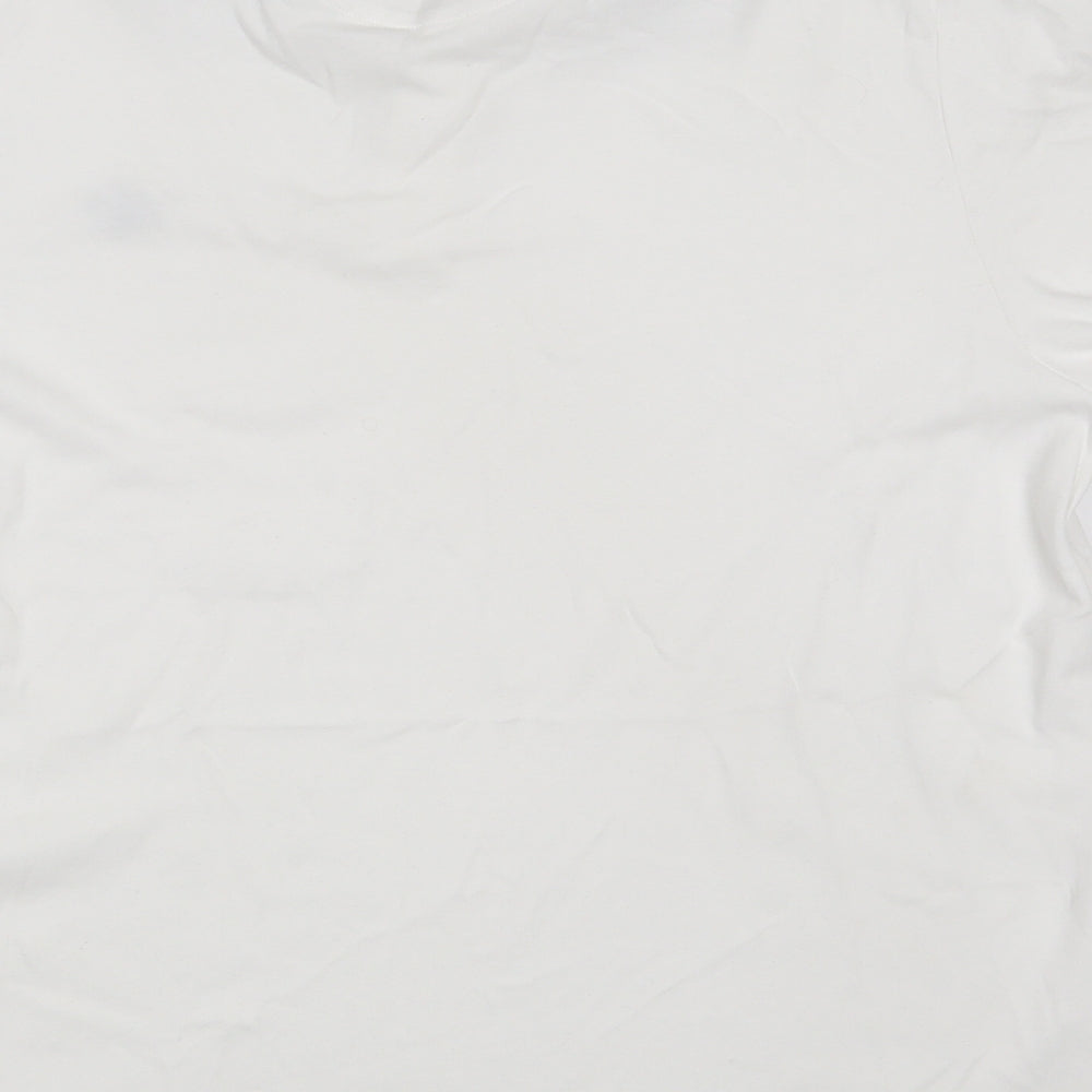 River Island Mens White  100% Cotton  Polo Size XL Collared Button