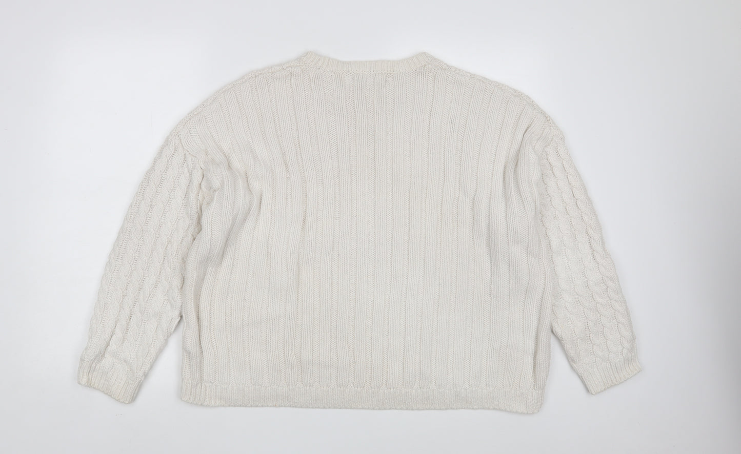 Marks and Spencer Womens White Round Neck  Cotton Pullover Jumper Size XL