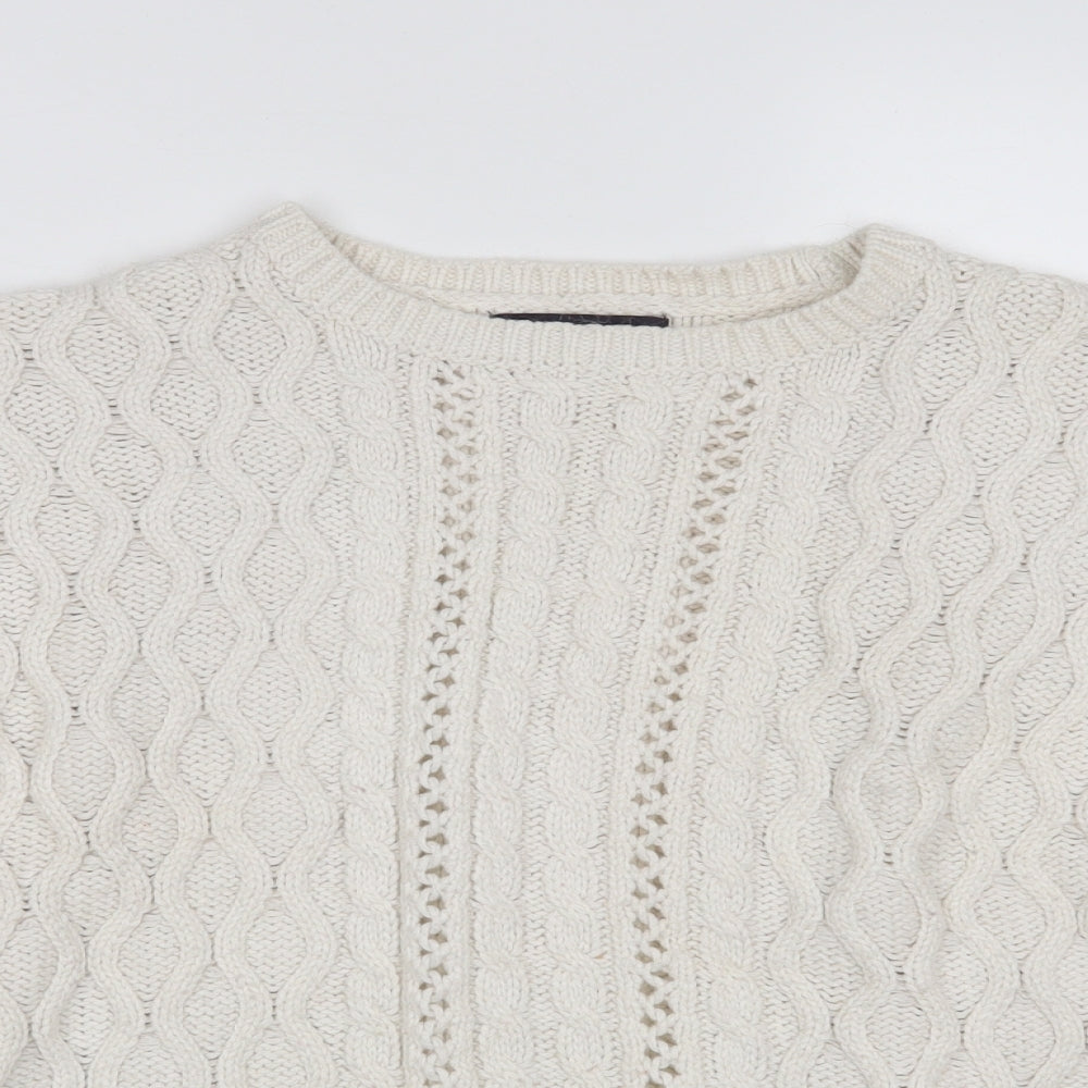 Marks and Spencer Womens White Round Neck  Cotton Pullover Jumper Size XL
