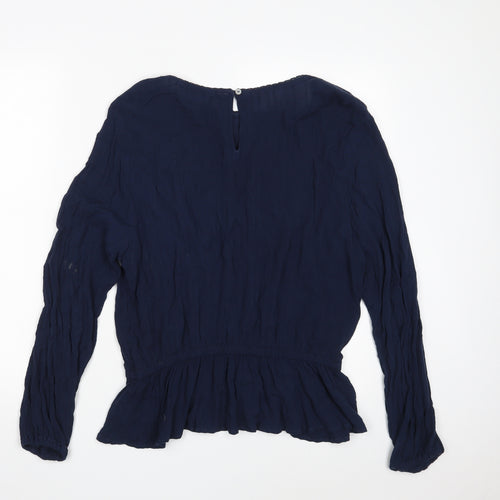 Marks and Spencer Womens Blue  Viscose Basic Blouse Size 12 Boat Neck