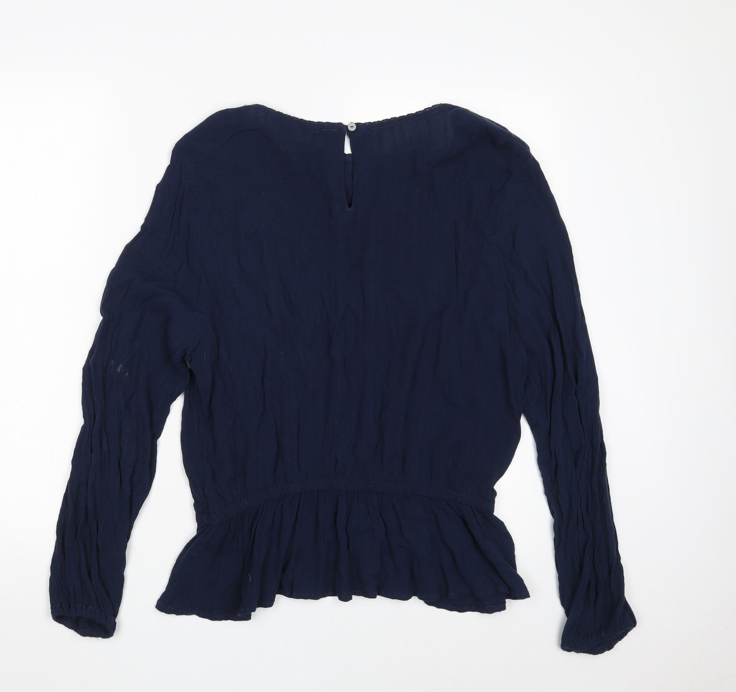 Marks and Spencer Womens Blue  Viscose Basic Blouse Size 12 Boat Neck