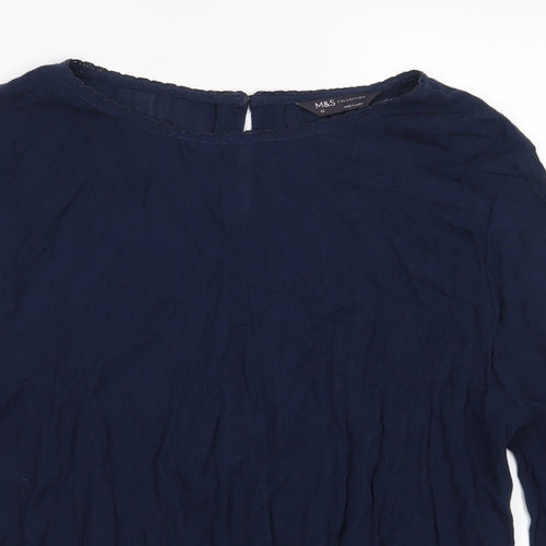 Marks and Spencer Womens Blue  Viscose Basic Blouse Size 12 Boat Neck